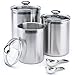 +Steel XL Canister Set Stainless Steel Set of 3 Canisters with Scoops and Lids