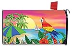 Paradise Parrot Summer Mailbox Cover Tropical Island Palms Sailboat Standard
