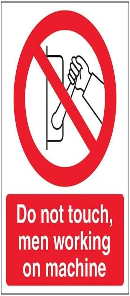 V Safety Do not touch men working on machine-150x200mm-Magnetic Safety Sign