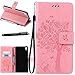 Xperia XA Ultra Case, Linkertech [Card Slots & Wrist Strap] PU Leather Wallet Flip Pouch Case with Foldable Cover and Kickstand Feature for Sony Xperia XA Ultra / Xperia C6 (Pink)