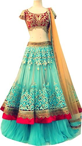 Snreks Collection Sky Coloured Net Laehenga Choli