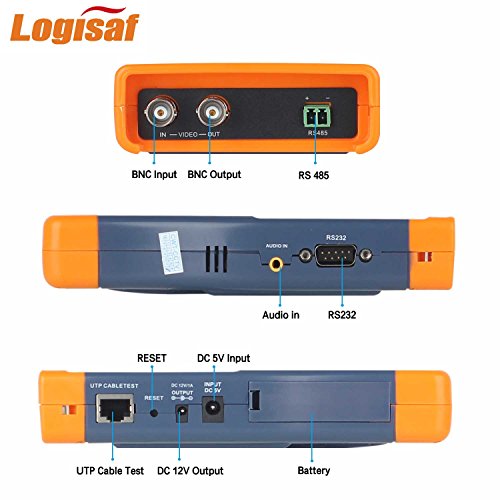 Logisaf 4 in 1 CCTV Tester Video Monitor Tester for AHD TVI CVI CVBS Cameras, 3.5" LCD Monitor, 12V DC Power Out, PTZ Test, Cable Test, Audio&Video Test Rechargeable Battery - Thumbnail 3