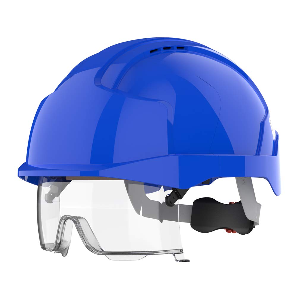 JSP EVO VISTAlens EN 397 Safety Helmet with Integrated Eyewear Blue/Blue (AMB170-006-F00)