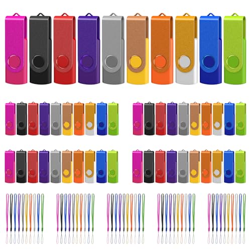 DAUZZOX 50 Stück Bunt 1GB USB Sticks High Speed USB 2.0 Flash Drive