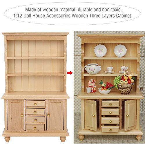 Zerodis Puppenhaus Mini Kabinett Spielzeug 1:12 Puppenhaus Zubehör Miniatur Simulation Holz DREI Schichten Kabinett… – Bild 5