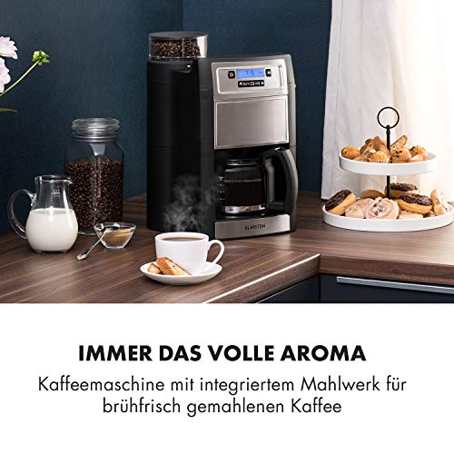Klarstein 1,25L Kaffeemaschine mit Mahlwerk & Timer, Kaffeemaschine Filtermaschine mit Aktivkohlefilter, 1000W Filter… – Bild 3
