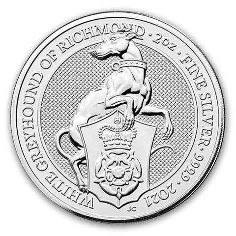2021 White Greyhound of Richmond Queen's Beast 999.9 Silver Coin in Coin Capsule