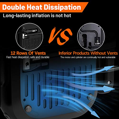 Directtyteam Car Air Compressor Tire Inflator, 12V Portable Air Pump for Car Tires, Tire Pump with LED Light, Long Cable and Auto Shut Off Compatible with Car, Bicycle, Motorcycle, Balls, Inflatable - Thumbnail 7