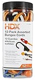 HDX JBS12 12-Pack of Assorted Latex Rubber-Cored Bungee Cords and Canopy Tarp Ties w/ Reusable Storage Jar