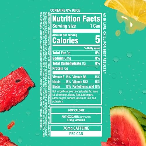 SPARKLING ICE CAFFEINE WATERMELON LEMONADE SPARKLING WATER WITH CAFFEINE, ZERO SUGAR, WITH ANTIOXIDANTS AND VITAMINS,16 FL OZ CANS (PACK OF 12)