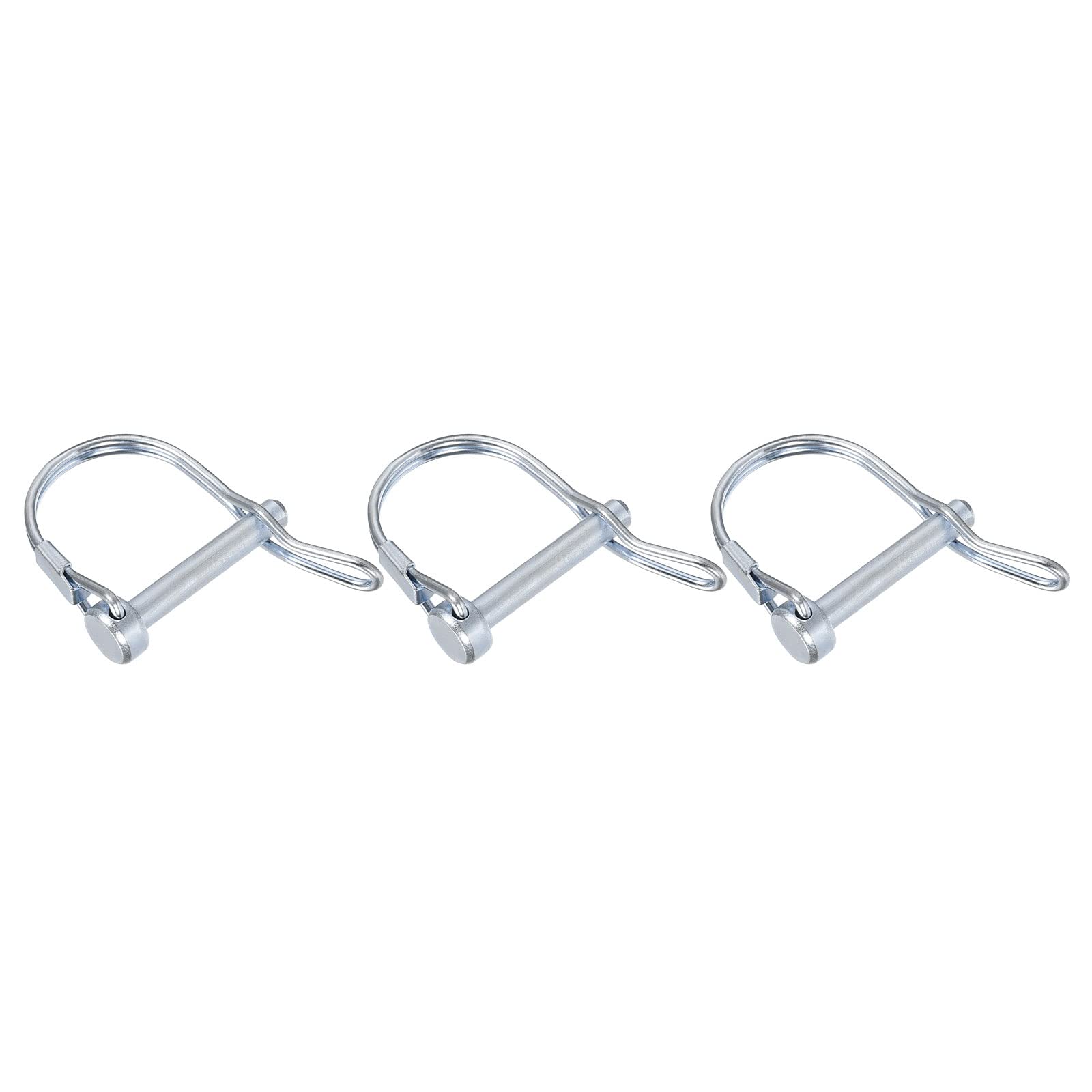 METALLIXITY Safety Coupler Pin (1/4"x1.38"/ 6x35mm), 3Pcs Shaft Locking Pin W Round Arch Wire Retainer and Ear - for Tractors, Trailers, Trucks Mowers