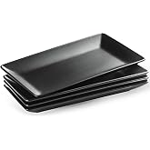 YHOSSEUN Ceramic Serving Platters Set of 4, 9.8 In Black Rectangular Plates | Rectangular Serving Platters and Trays for Food, Sushi, Serving Dishes for Entertaining, Black Plates Halloween Table Decor