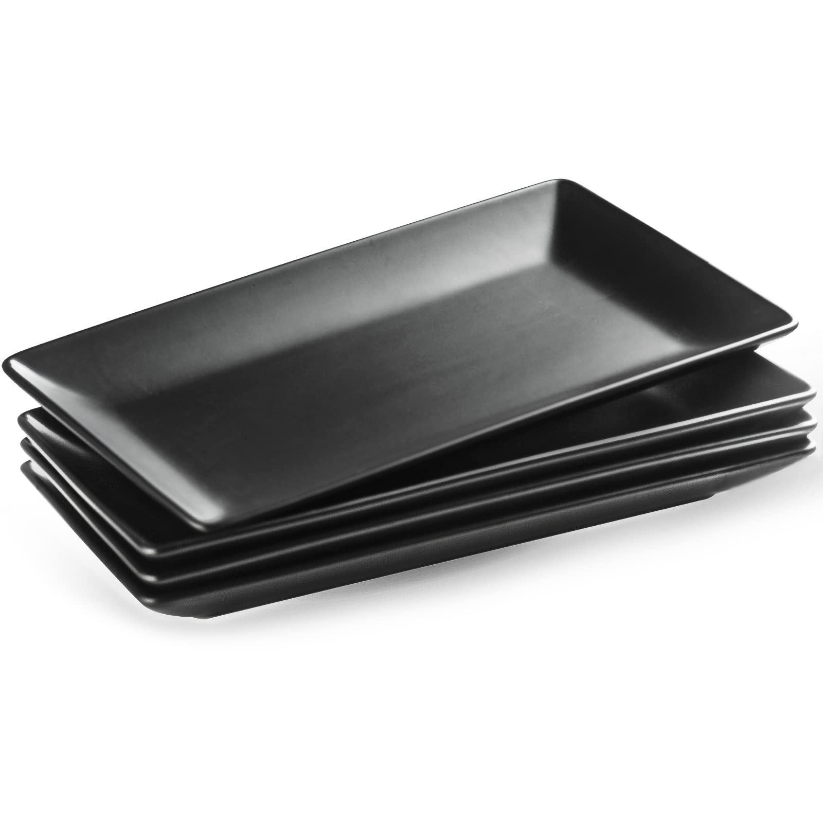 Photo 1 of YHOSSEUN Ceramic Serving Platters Set of 4, Rectangular Serving Platters and Trays for Food, Sushi, 9.8 In Serving Dishes for Entertaining, Matte Black Serving Plate Halloween Table Decor