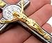 LM Black Enamel Gold Tone Saint Benedict Icon Cross Crucifix Pendant, 3 Inch