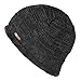 LETHMIK Unique Ribbed Knit Beanie Warm Thick Fleece Lined Hat Mens Winter Skull Cap Black