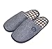 EURO SKY Stylish Cotton Grids Scalloped Clog Antiskid House Slippers Navy -Size: US 11/EU (44/45)