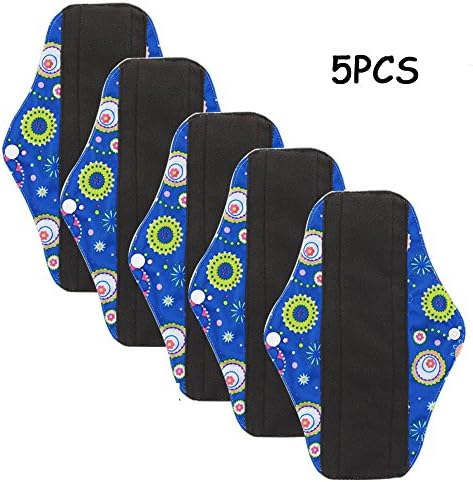 Vanki 5pcs Menstrual Pad Bamboo Cloth Reusable Washable Mama Sanitary Pad Liner 35# M