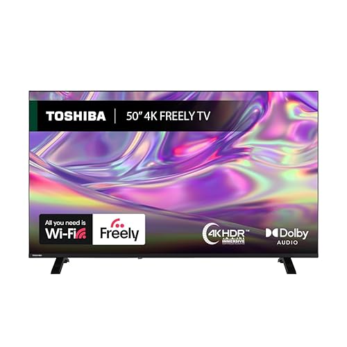 Toshiba 50”UV1553DB 4K Smart VIDAA TV, Ultra HD,Dolby Vision, HDR10, Freely, Disney+, Prime Video, Netflix, Dolby Audio Processing, Works with Alexa, Works with Google Assistant, VIDAA Voice 2025