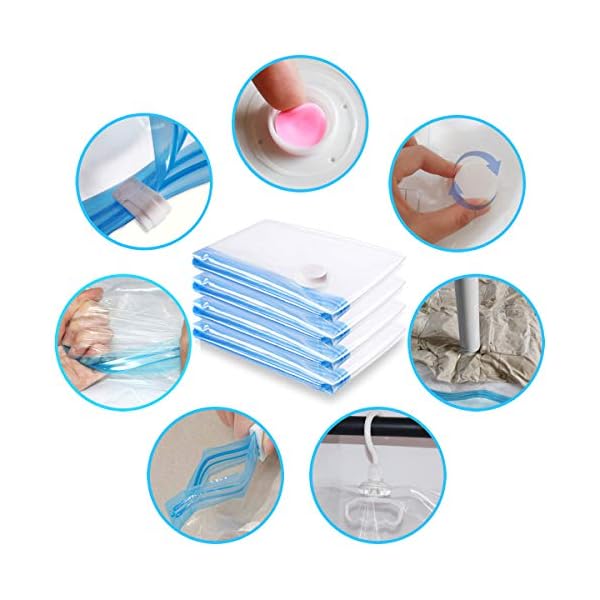 Cozary Set Di 4 Sacchetti Sottovuoto Per Vestiti – XXL, Grande, Medio, Piccolo – Antiumidità, Riutilizzabili, Senza Pompa