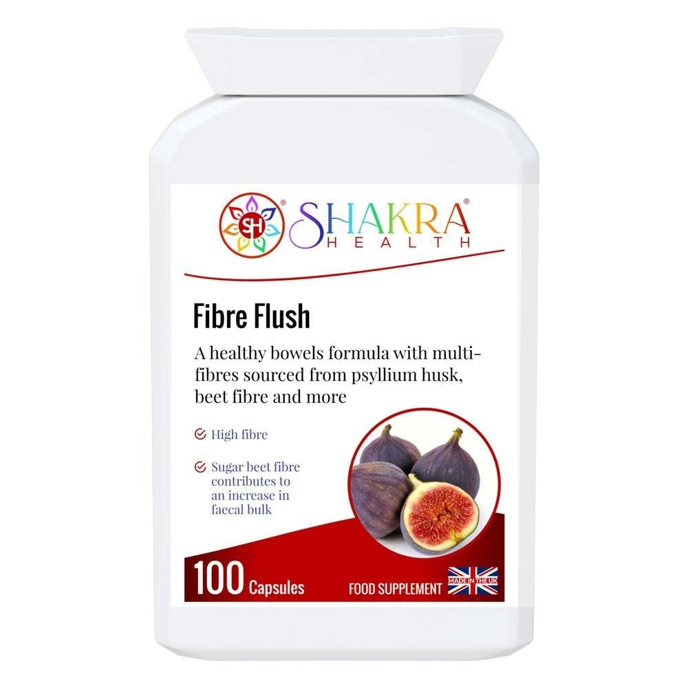 Fibre Flush 100 Capsules to Cleanse The Gut, Increase Stool Bulk, Weight & Softness Easing Constipation. Improves Bowel Function & Regularity | Shakra Health