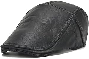 Men's Genuine Cowhide Leather Newsboy Caps Vintage Ivy Driving Hunting Fishing Outdoor Gatsby Caps