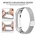 For Fitbit Alta Bands and Fitbit Alta HR Bands Milanese Loop Stainless Steel Metal Bracelet with Unique Magnet Clasp Replacement Bands for Fitbit Alta and Fitbit Alta HR Silver