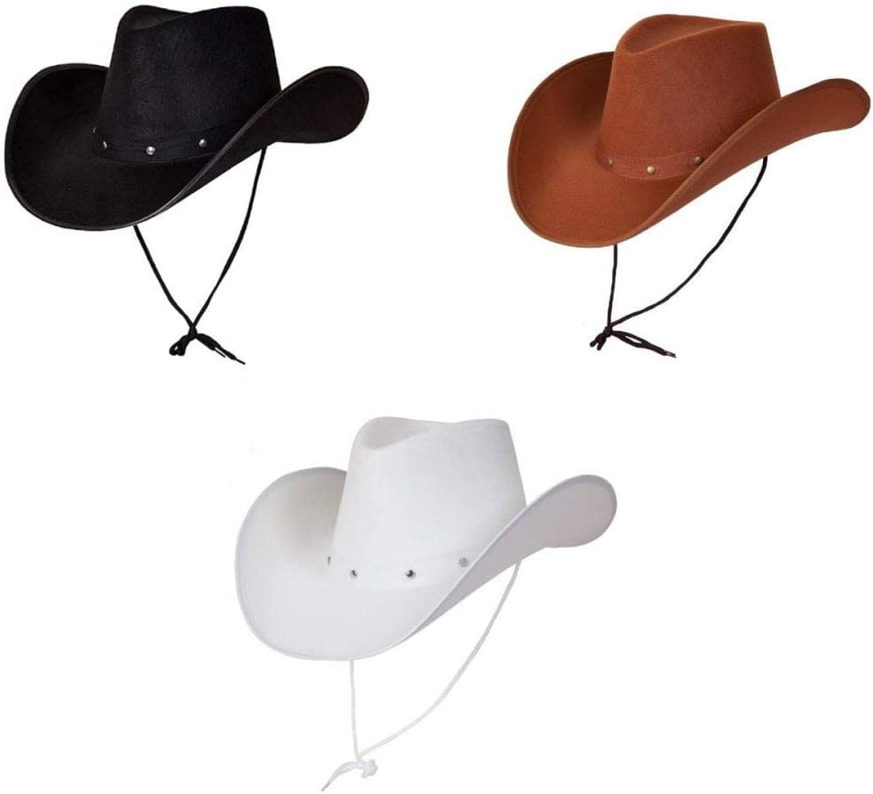 3 Pack Texas Cowboy Hats, Brown