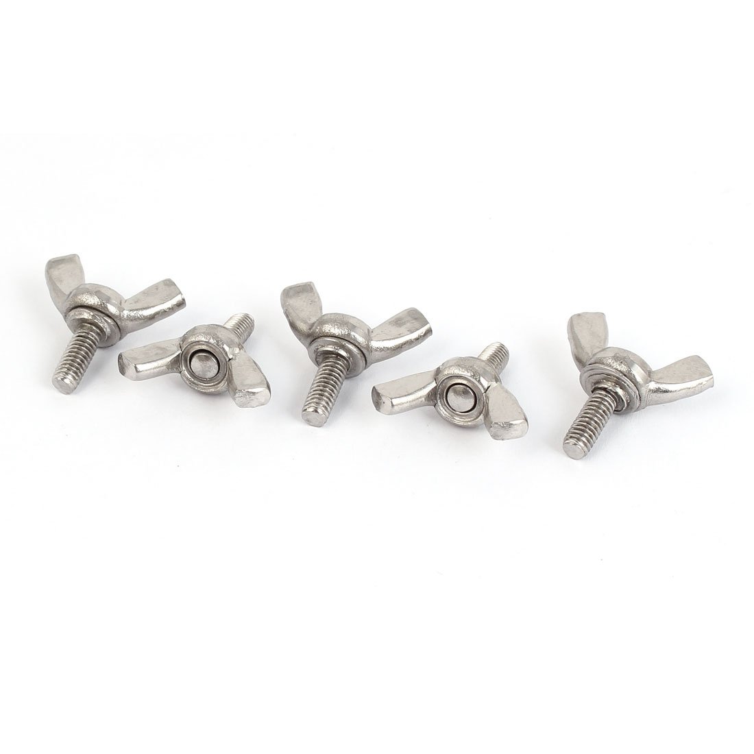 sourcingmap M4 x 10mm Thread 0.7mm Pitch 304 Stainless Steel Wing Bolt Butterfly Screw Silver Tone 5pcs