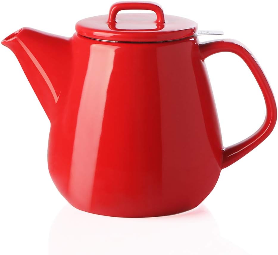 SWEEJAR Ceramic Teapot, Large Tea Pot with Stainless Steel Infuser, 40