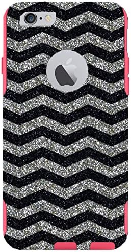 iPhone 6 Case - OtterBox Commuter Series - Retail Packaging - 4.7 iPhone 6 Glitter Black Mini Chevron White Gold/Pink