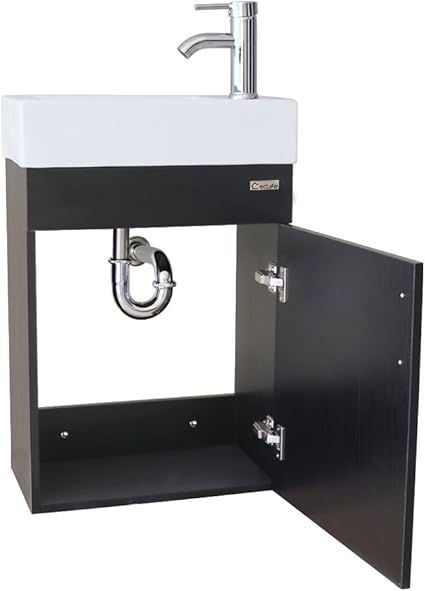 Amazon Com Eclife 18 4 Bathroom Vanity Combo Modern Design Wall Mounted Vanity Set With Porcelain Ceramic Sink Top Chrome Faucet Flexible U Shape Drain T02e01 Kitchen Dining