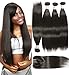 Beauty Forever Hair Brazilian Virgin Straight Hair Weave 3 Bundles with 1 Piece 3 Part Lace Closure 100% Unprocessed Human Hair Extensions Natural Color 16 18 20+14 Closure