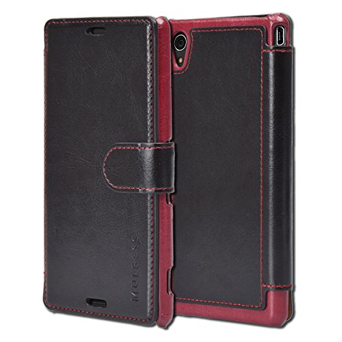Sony Xperia M4 Aqua Case Wallet - Mulbess [Layered Dandy][Black] - [Slim][Wallet Case] - Premium Leather Flip Case With Credit Card Slot for Sony Xperia M4 Aqua