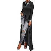 Sexyshine Women's Asymmetric Hem Solid Long Sleeve Loose Casual Pullover Hoodies Sweatshirts Maxi Dress Tunic Tops S-4XL