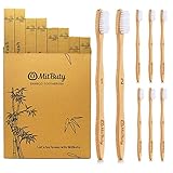 Natural Bamboo Toothbrush [8-Pack] Soft BPA Free Nylon Bristles & Individually Numbered Manual Toothbrushes by MitButy