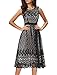 Noctflos Women's A Line Lace Cocktail Wedding Party Midi Swing Tea Dress Black S