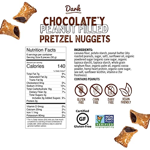 Quinn Whole Grain Chocolatey Peanut Butter Filled Pretzels, 6.5 Oz Bags