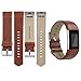 iGK Leather Replacement Bands Compatible for Fitbit Charge 2, Genuine Leather Wristbands Dark Brown