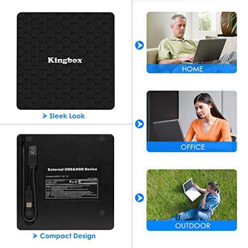 External DVD Drive, Kingbox USB 3.0 Type-C Portable CD/DVD /-RW Optical Drive Slim DVD/CD ROM Burner Writer High Speed Data Transfer Compatible with Laptop Desktop PC Windows Linux Apple Mac OS - Thumbnail 5