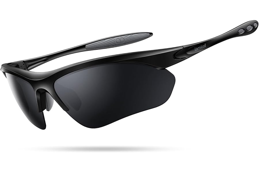 Lamicall 22g Polarized Sports Sunglasses for Men Women - UV400 Protection Sun Glasses for Running Cycling Baseball Driving