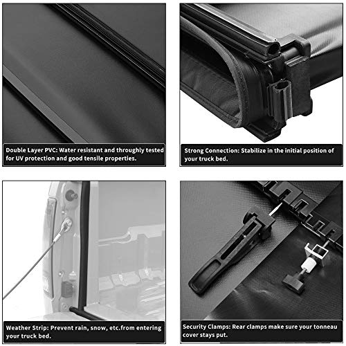 oEdRo Upgraded Soft Trifold Truck Bed Tonneau Cover On Top Compatible