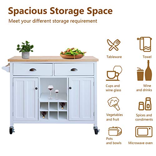 Mecor Kitchen Island Utility Cart w/Wood Top, Rolling Trolley Buffet on