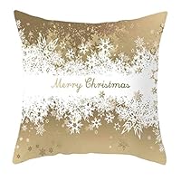 LINGLONGAN Throw Pillow Cover 18x18 Inch, Gold Christmas Snowflake Luxury Print Gift Decorative Cushion Pillowcases Set for Sofa Bedroom Car Home Office Decor