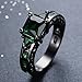 JunXin Size6/7/8/9/10 Princess Cut Emerald Green Gemstone Ring 10KT Black Gold Plated(8)