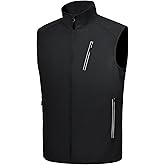 LZACTOIN-X Men's Lightweight Golf Vest Windproof Softshell Vests Outerwear Multi-Pockets Zip Up Sleeveless Jacket