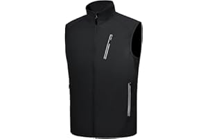 LZACTOIN-X Men's Lightweight Golf Vest Windproof Softshell Vests Outerwear Multi-Pockets Zip Up Sleeveless Jacket