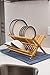 Collapsible Bamboo Drying Dish Rack - 2 Tier Level Folding Dish Rack for Counter Top - Quick Dry - Wooden Wood Dish Drainer - Kitchen Drying Utensils & Dishes - Plates Bowls - Easy Clean - Foldable