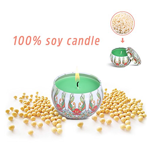 Laluztop Scented Candles Gift Set(Jasmine, Grapefruit,Peach & Lotus) 100% Soy Candles Scented and Organic Candles, Pretty Small Mini Massage Relaxing Travel Tin Aromatherapy Candles 4 Pack