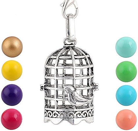 Shuyani Antique Retro Silver Birdcage Bola Pregnant Pendant Necklace Harmony Chime Ball