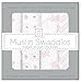SwaddleDesigns Cotton Muslin Swaddle Blankets, Set of 4, Pastel Pink Butterfly Fun
